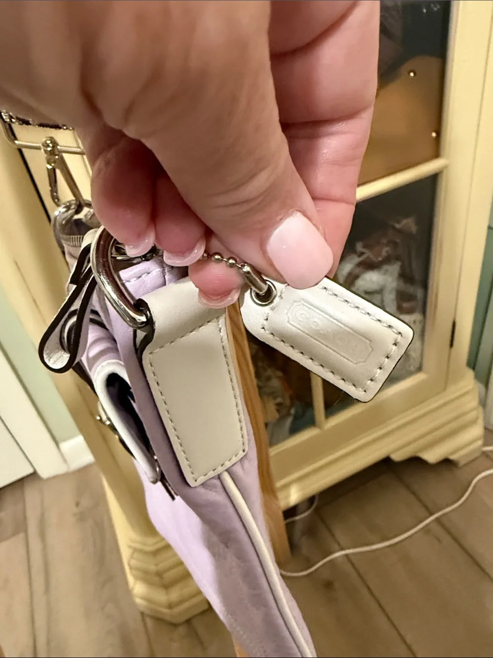 Rare y2k Coach Lavender Pebbled Leather Crossbody with White Trim